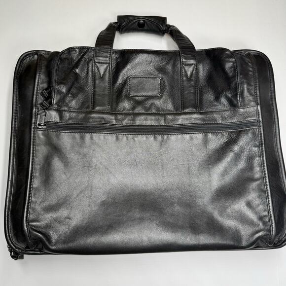 TUMI Soft Black Leather Organizer Laptop Briefcase Portfolio Bag File Separator - Picture 1 of 11